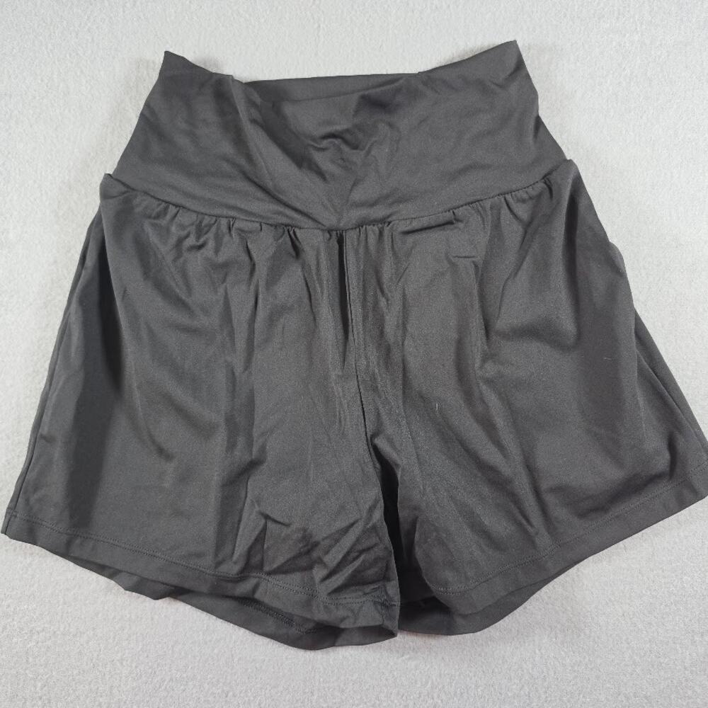 HALARA Womens Black High Waisted Flowy Running Shorts Built In Liner Small